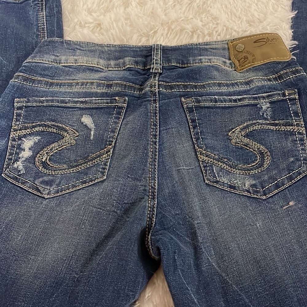 SILVER ripped skinny jeans. Size 27 - Picture 2 of 9